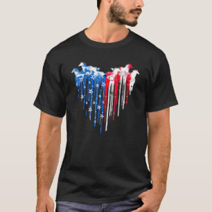 Horse American Flag Heart 4th Of July Usa Patrioti T-Shirt