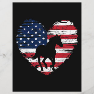 Horse American Flag Heart USA Patriotic Pride Custom Letterhead