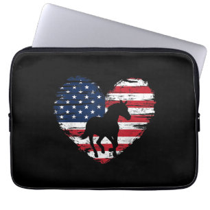 Horse American Flag Heart USA Patriotic Pride Laptop Sleeve
