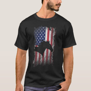 Horse American Flag Proud Usa Patriot Horse Riding T-Shirt