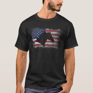 Horse American Flag Proud Usa Patriot Horse Riding T-Shirt