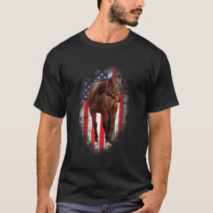 Horse American Flag Usa 4th Of July Men Women Boy T-Shirt