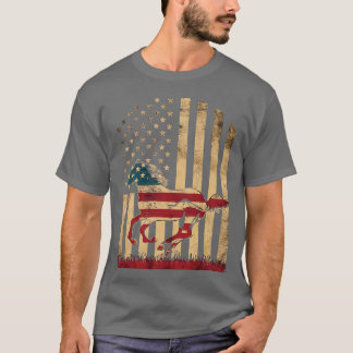 Horse American Flag USA 4th of July Men Women Boy  T-Shirt