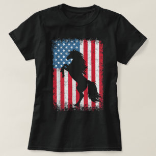 Horse American Flag USA 4th of July Men Women T-Shirt