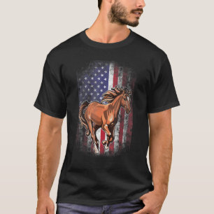 Horse American Flag Usa Patriotic Horse T-Shirt