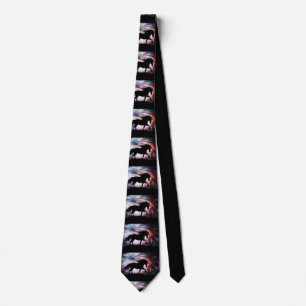 Horse and American Flag Patriotic Tie
