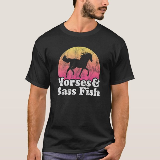 Horse And Bass Fish Women Or Girls Horses Fishing T-Shirt (Front)