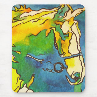 "Horse and Bridle Colorful Black Outline Art" #ho Mouse Pad