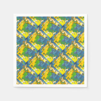 "Horse and Bridle Colourful Black Outline Art" #h Napkin