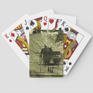 Horse and Buggy Sepia Grunge Playing Cards