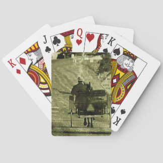 Horse and Buggy Sepia Grunge Playing Cards