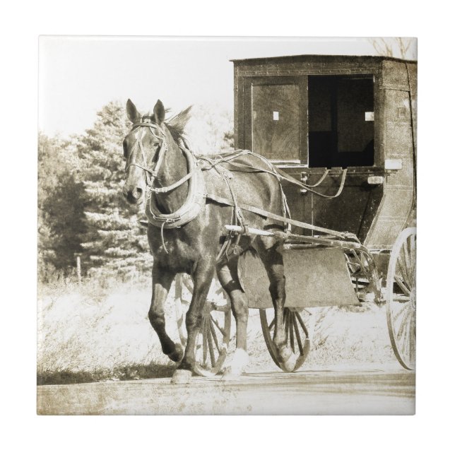 Horse and Buggy Sepia Tile (Front)