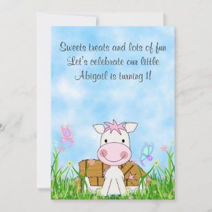 Horse and Butterflies 1st Birthday Invitation