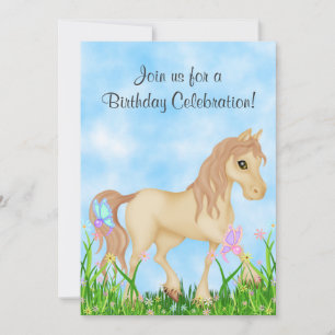 Horse and Butterflies Birthday Invitation