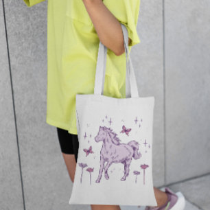 Horse And Butterflies Tote Bag