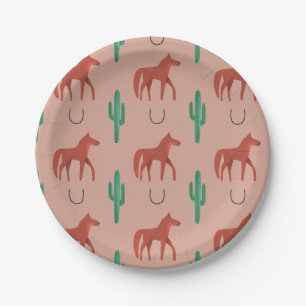 Horse and Cactus Paper Plate
