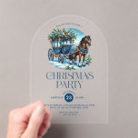 Horse and Carriage Blue Christmas Party Invite Acrylic Invitations<br><div class="desc">This Christmas-themed party invite features beautiful retro Christmas typography with a horse and carriage with a blue and gold Christmas decoration. Romantic holiday party invitation.</div>