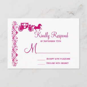 Horse and Carriage Hot Pink Wedding RSVP Cards