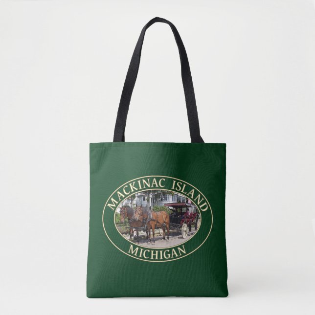 Horse and Carriage on Historic Mackinac Island, MI Tote Bag (Front)