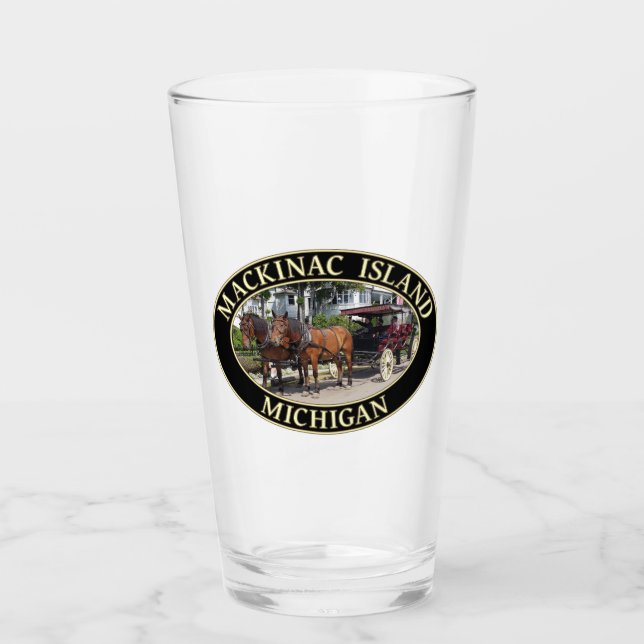 Horse and Carriage on Mackinac Island, Michigan Glass (Front)