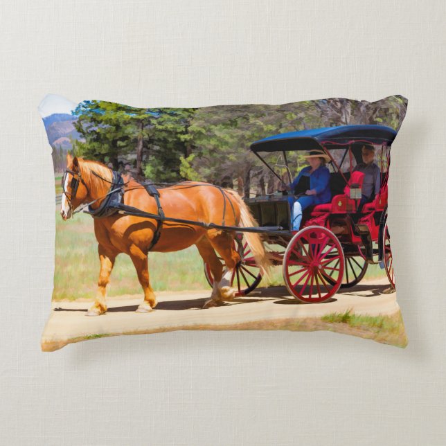 HORSE AND CARRIAGE - PAINTERLY DECORATIVE CUSHION (Front)