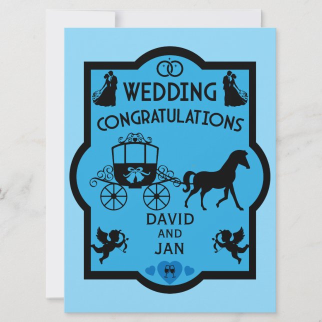 Horse And Cart Romantic Wedding Card (Front)