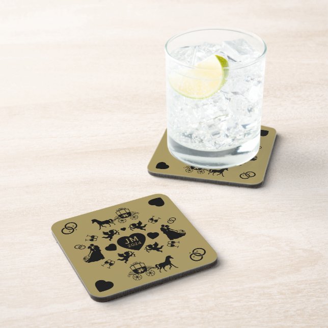 Horse And Cart Romantic Wedding Coaster (Right Side)