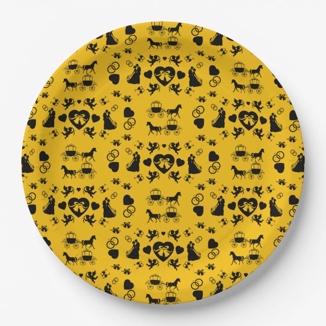 Horse And Cart Romantic Wedding Paper Plate (Front)