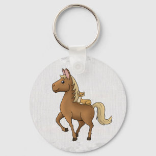 Horse and Cat Button Key Ring