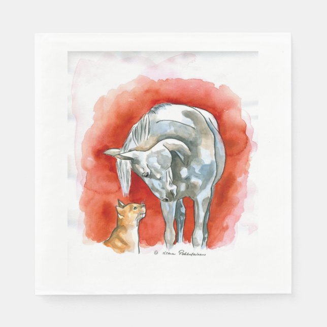 Horse and Cat Napkin (Front)