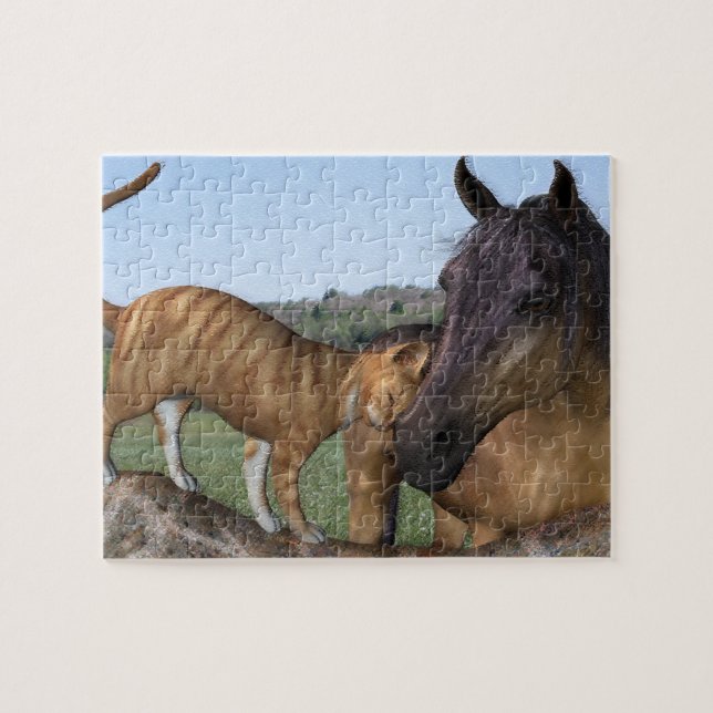 Horse and Cat Puzzle - Love Thy Neigh-Purr (Horizontal)
