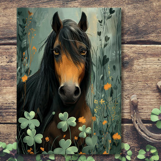 Horse and Clovers St. Patrick's Day Card