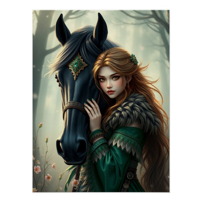Horse and Companion Fantasy Art  Poster (Front)