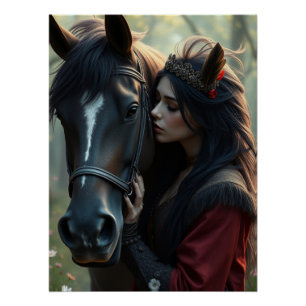 Horse and Companion Fantasy Art Poster