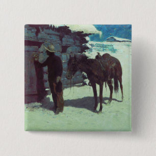 Horse and Cowboy Winter Snow 15 Cm Square Badge