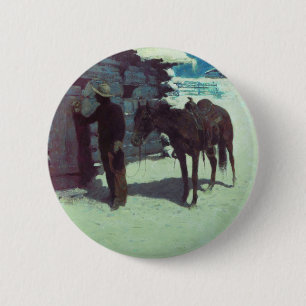 Horse and Cowboy Winter Snow 6 Cm Round Badge