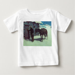 Horse and Cowboy Winter Snow Baby T-Shirt