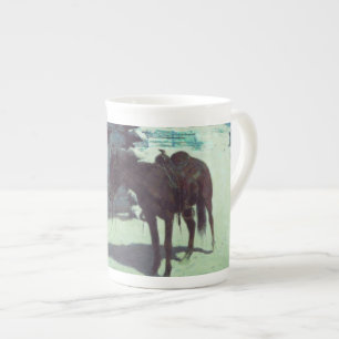 Horse and Cowboy Winter Snow Bone China Mug