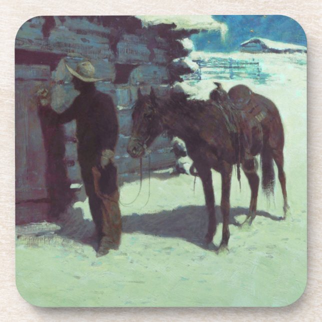 Horse and Cowboy Winter Snow Coaster (Front)