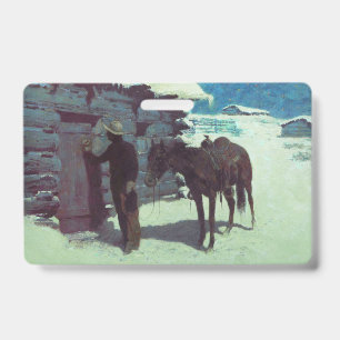 Horse and Cowboy Winter Snow ID Badge
