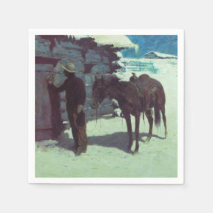 Horse and Cowboy Winter Snow Napkin