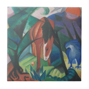 Horse and Eagle by Franz Marc, Vintage Cubism Art Tile