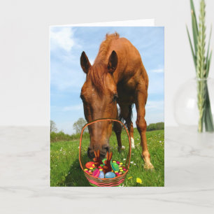 Horse and Easter Basket Holiday Card