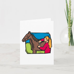Horse And Farm Girl Card