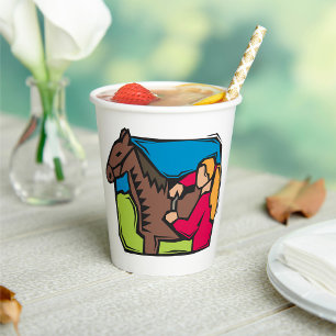 Horse And Farm Girl Paper Cups