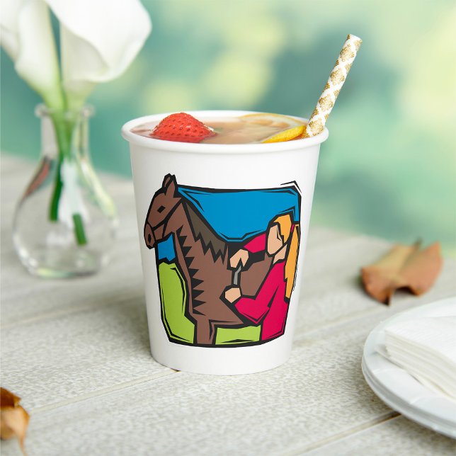 Horse And Farm Girl Paper Cups (Creator Uploaded)