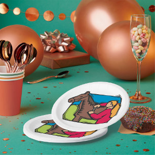 Horse And Farm Girl Paper Plate