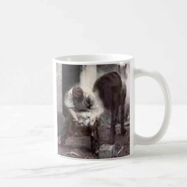 horse and farrier coffee mug (Right)