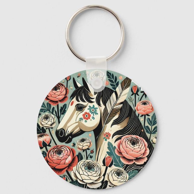Horse and Feathers                                 Key Ring (Front)