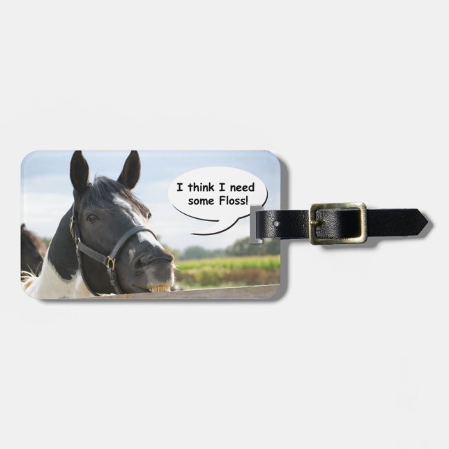 Horse and Floss Luggage Tag (Front Horizontal)